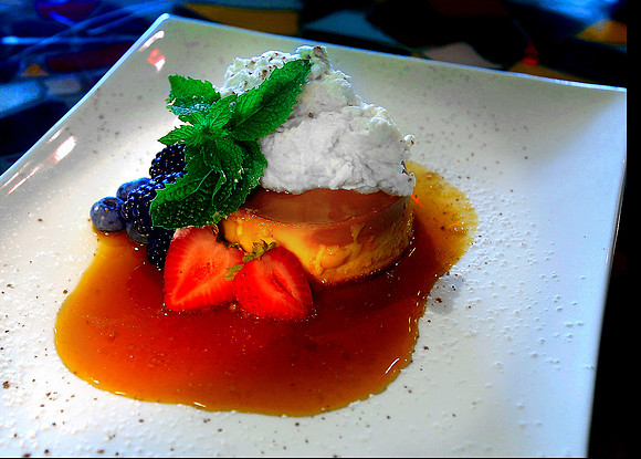 White Chocolate Flan from the Cafe de Vie in Providence, RI.